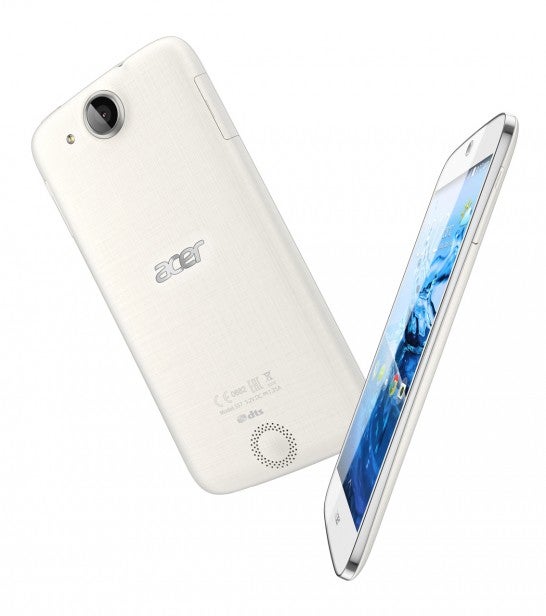 Acer Liquid Jade Z smartphone with rear and side views.Acer Liquid Jade Z smartphone on white background.