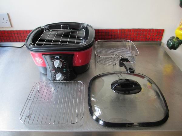 JML GoChef cooker with accessories on kitchen counter.