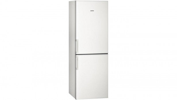Siemens KG30NVW20G fridge freezer on white background.