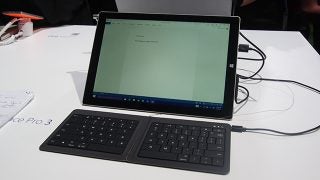Microsoft foldable Bluetooth keyboard connected to Surface Pro 3