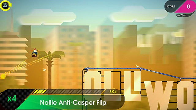 Screenshot of gameplay from OlliOlli 2: Welcome to Olliwood.