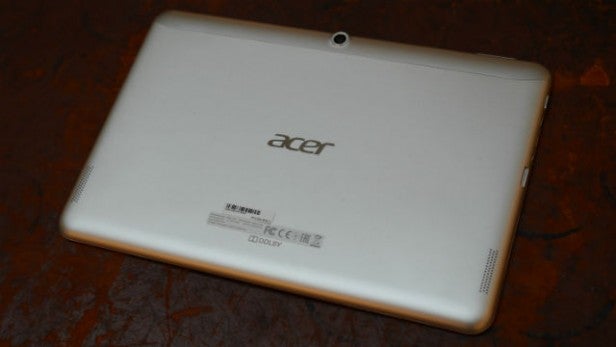Acer tablet back view showing logo and camera.
