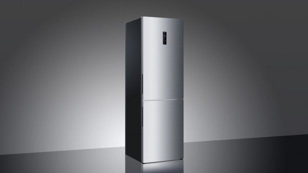Haier C2FE736CFJ refrigerator on a grey background.