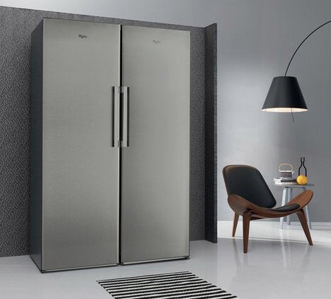 Whirlpool WVE26552 NFX fridge in modern kitchen setting
