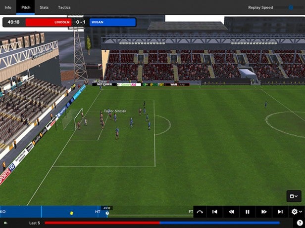 Screenshot of Football Manager Classic 2015 match interface.