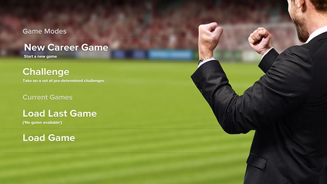 Football Manager Classic 2015 menu screen with game mode options.