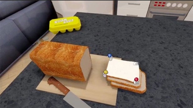 Screenshot of 'I Am Bread' game showing bread with grip points.