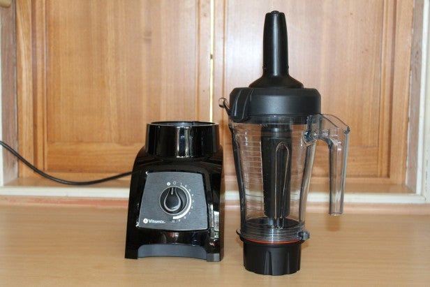 Vitamix S30 blender on a kitchen counter.