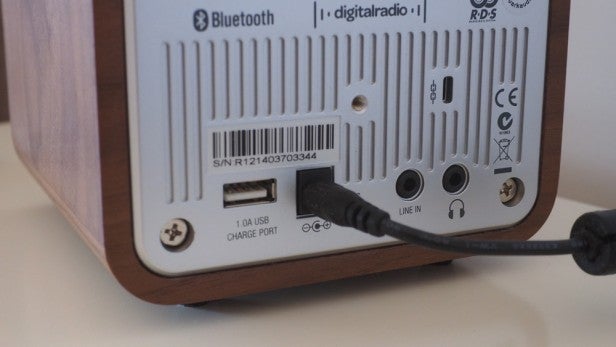 Back panel of Ruark Audio R1 Mk3 showing ports and labels.
