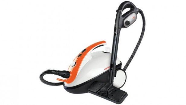 Polti Vaporetto Airplus steam cleaner on white background.