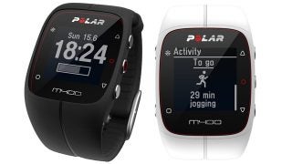 Polar M400 sports watches displaying time and activity tracking.