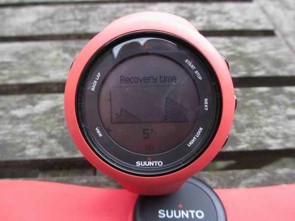 Suunto Ambit3 Sport watch displaying recovery time feature.