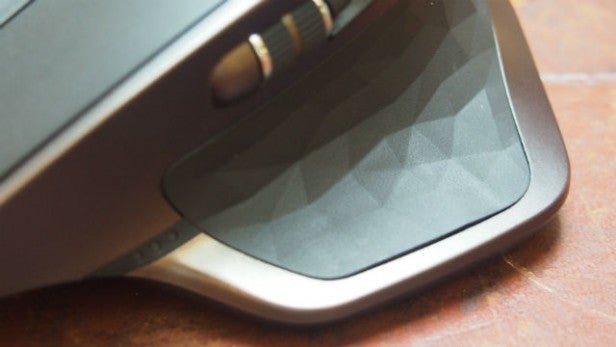 Close-up of Logitech MX Master mouse on a table.