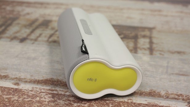 Otone Blufiniti portable Bluetooth speaker on a wooden surface.
