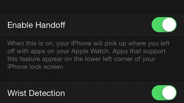 Handoff Apple Watch app