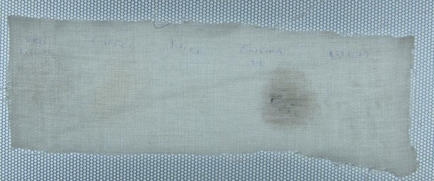 John Lewis JLWM1205 5Stain removal test fabric with uncleaned spot.