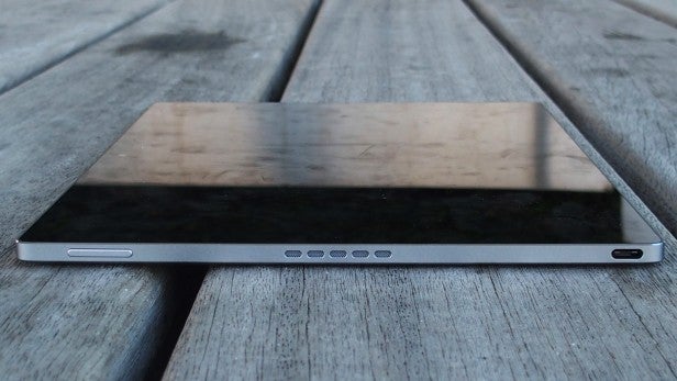 Pixel CGoogle Pixel C tablet on a wooden surface.