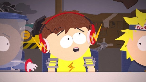 South Park game character in Professor Chaos outfit.