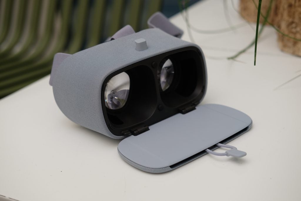 Google Daydream View VR headset open on a table