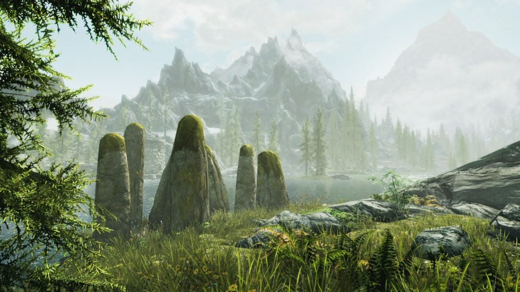 Scenic landscape from Skyrim Special Edition game.