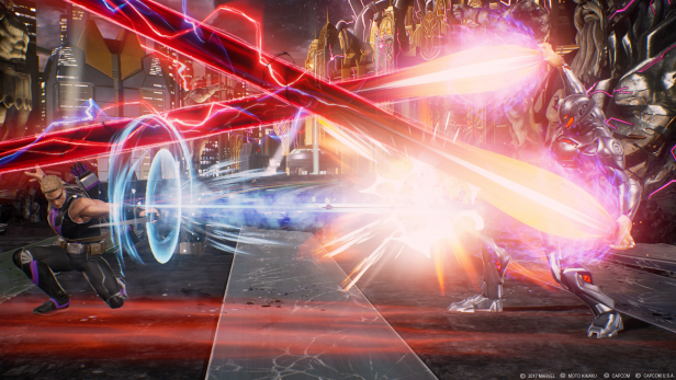 Marvel vs Capcom Infinite game screenshot with characters in combat