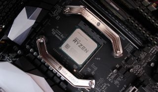 AMD Ryzen 3 1300X CPU installed on a motherboard.