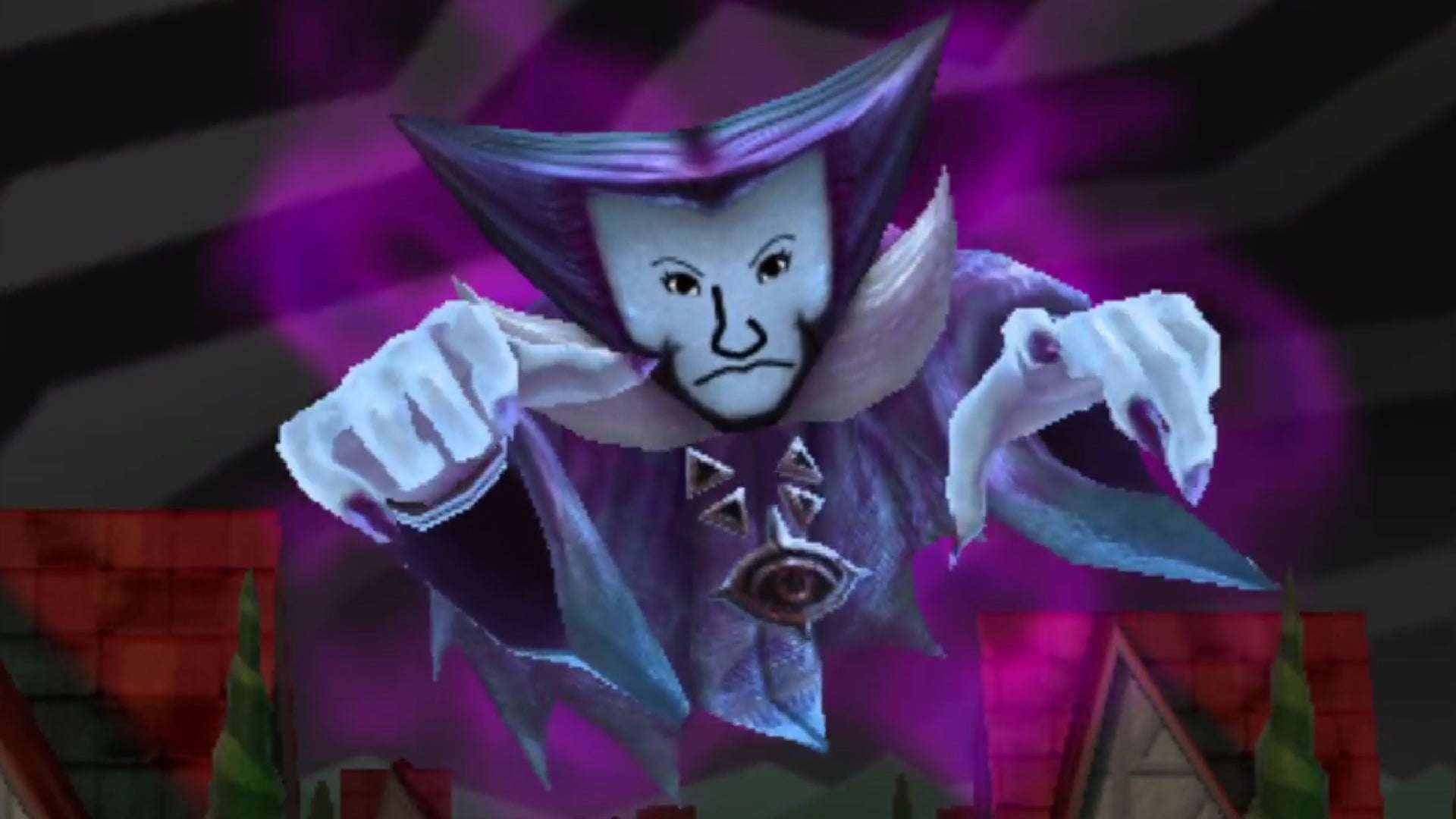 Miitopia game screenshot featuring the Dark Lord character.
