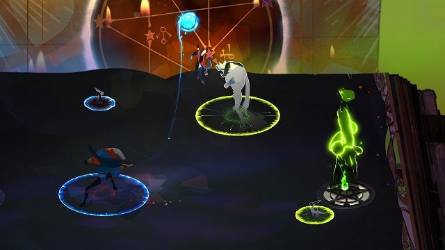 Screenshot of Pyre video game showing mystical sports action.