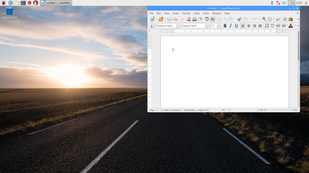 Screenshot of LibreOffice Writer on Asus Tinker Board operating system.