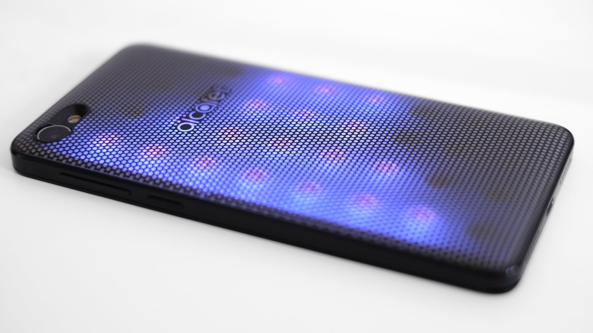 Alcatel A5 LED smartphone with illuminated back cover.