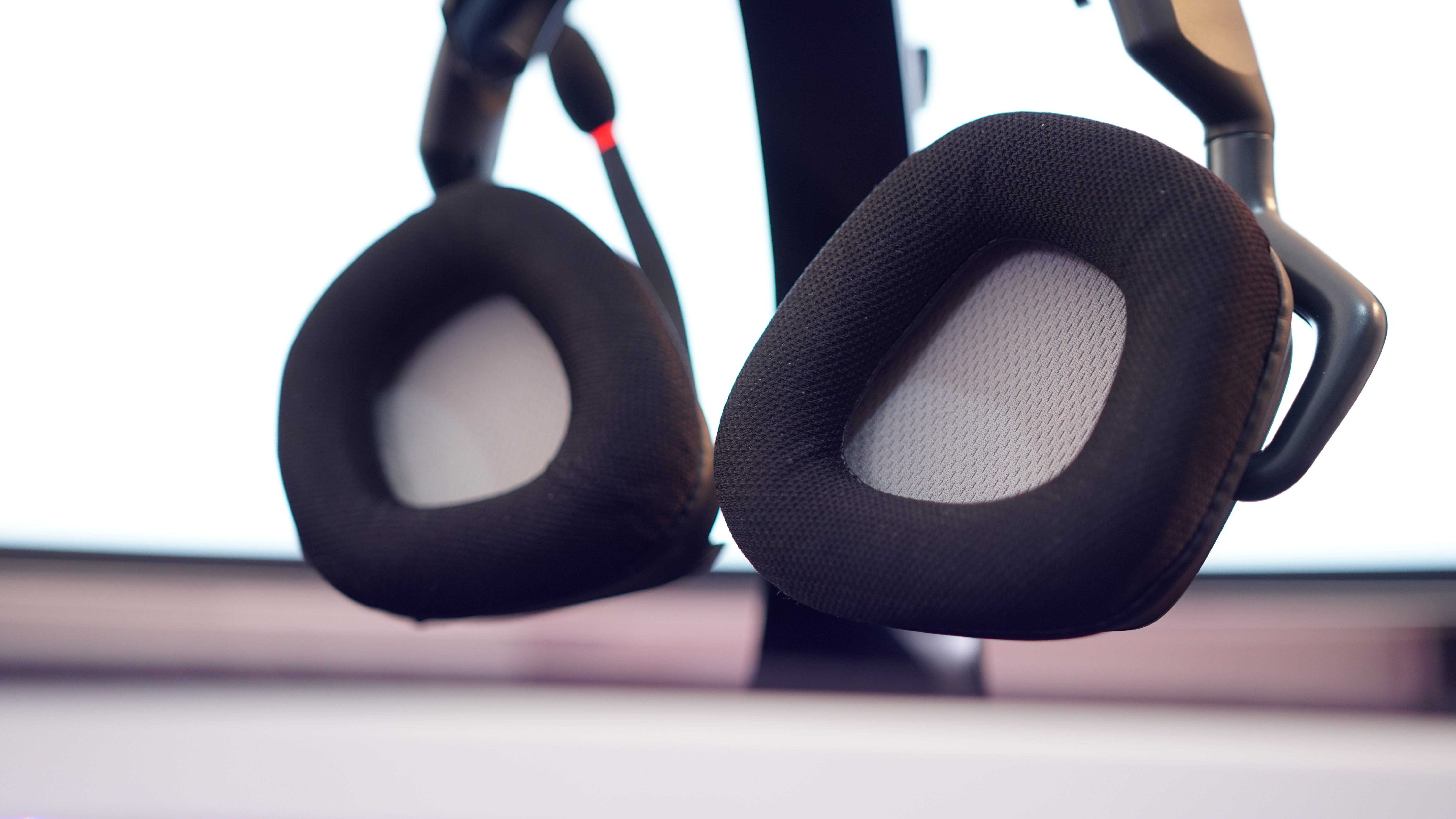Close-up of Corsair Void Pro RGB Wireless Headset earcups.