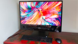 Dell XPS 27 All-in-One desktop with vibrant display colors.