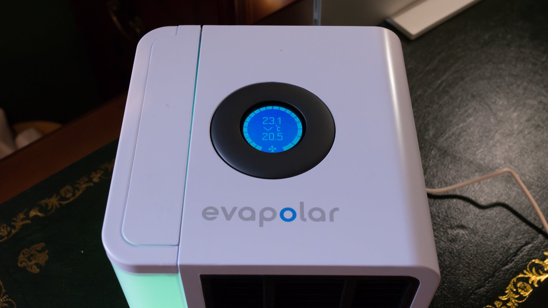 Evapolar personal air cooler with digital temperature display.