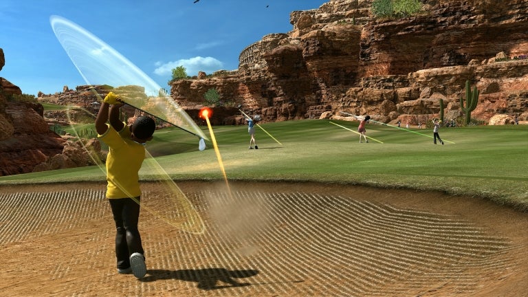Screenshot of Everybody's Golf video game showing characters on a course.