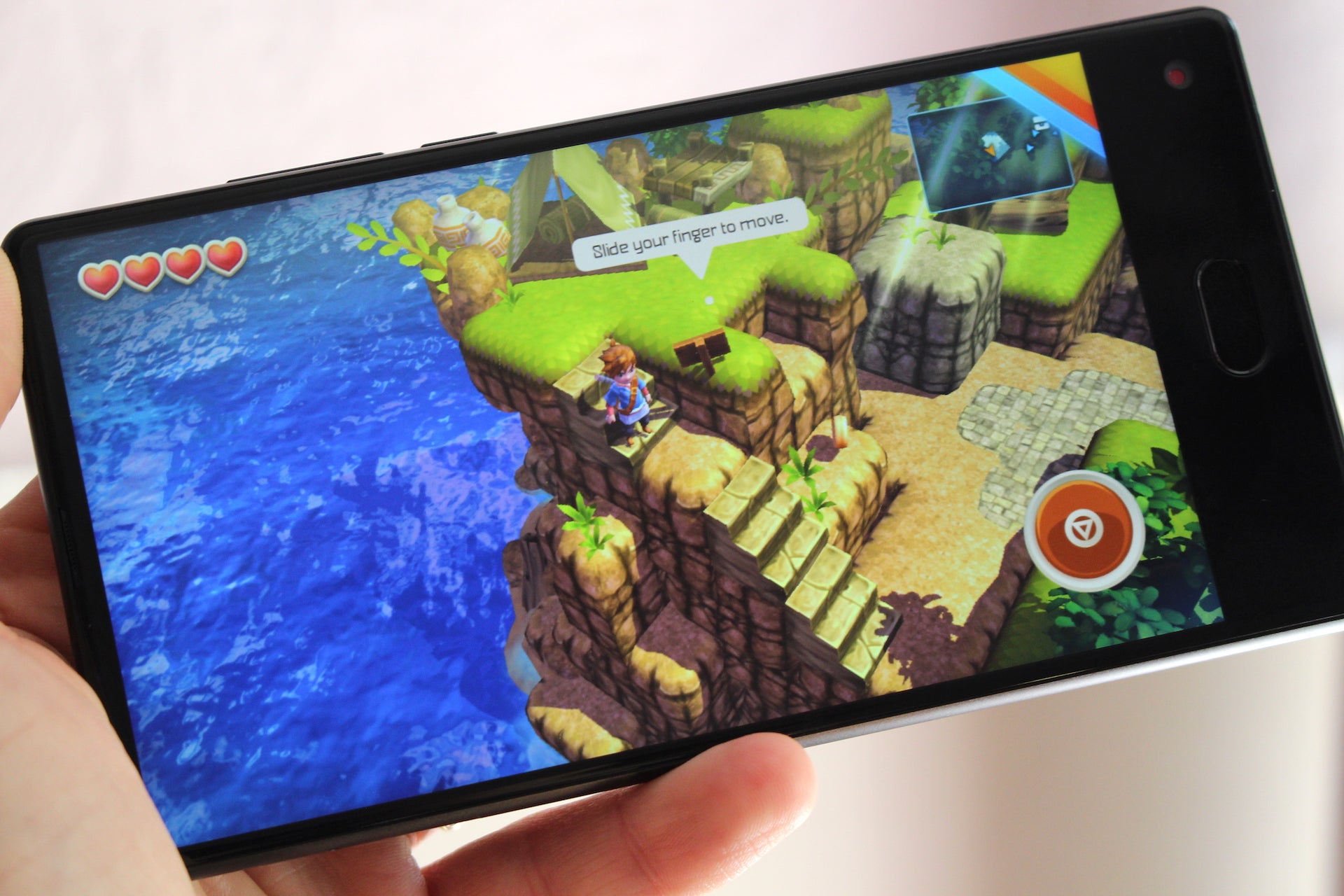 Maze Alpha smartphone displaying an adventure game.