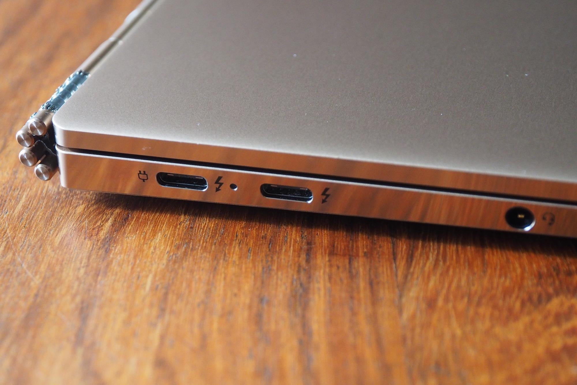 Close-up of Lenovo Yoga 920 laptop's side ports.