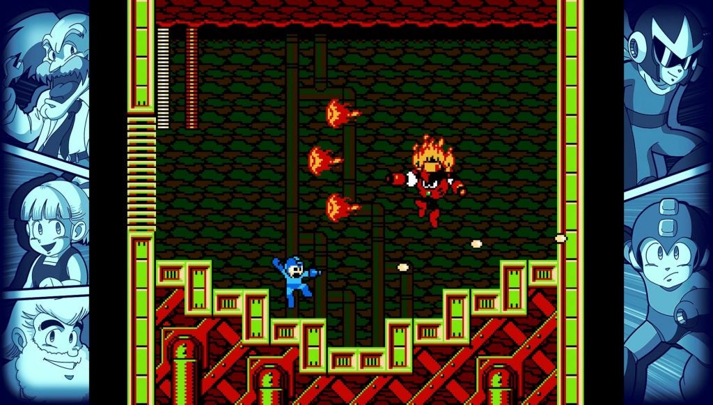 Mega Man game screenshot with character and enemies