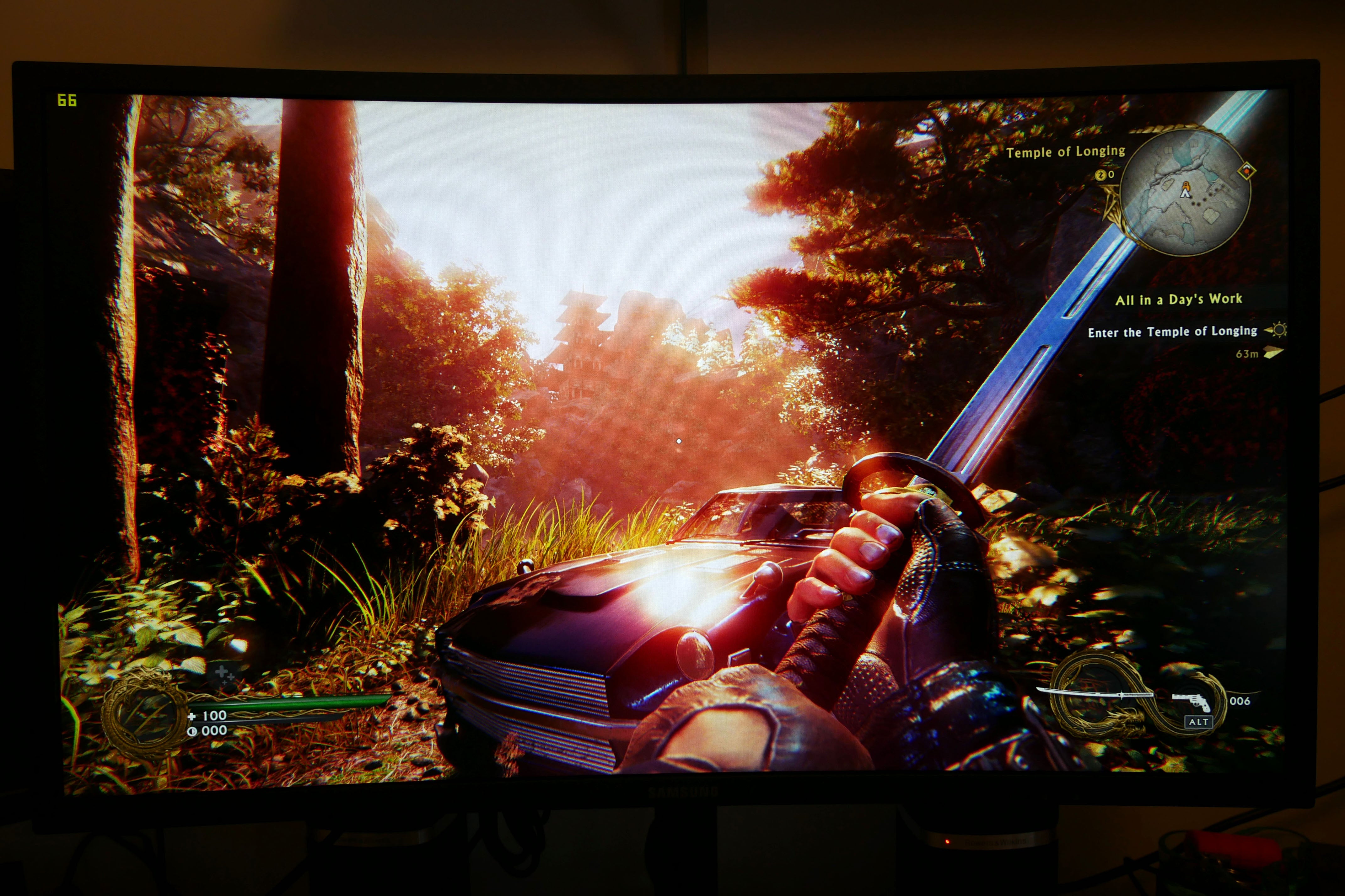 Samsung CHG70 monitor displaying a vibrant gaming scene.