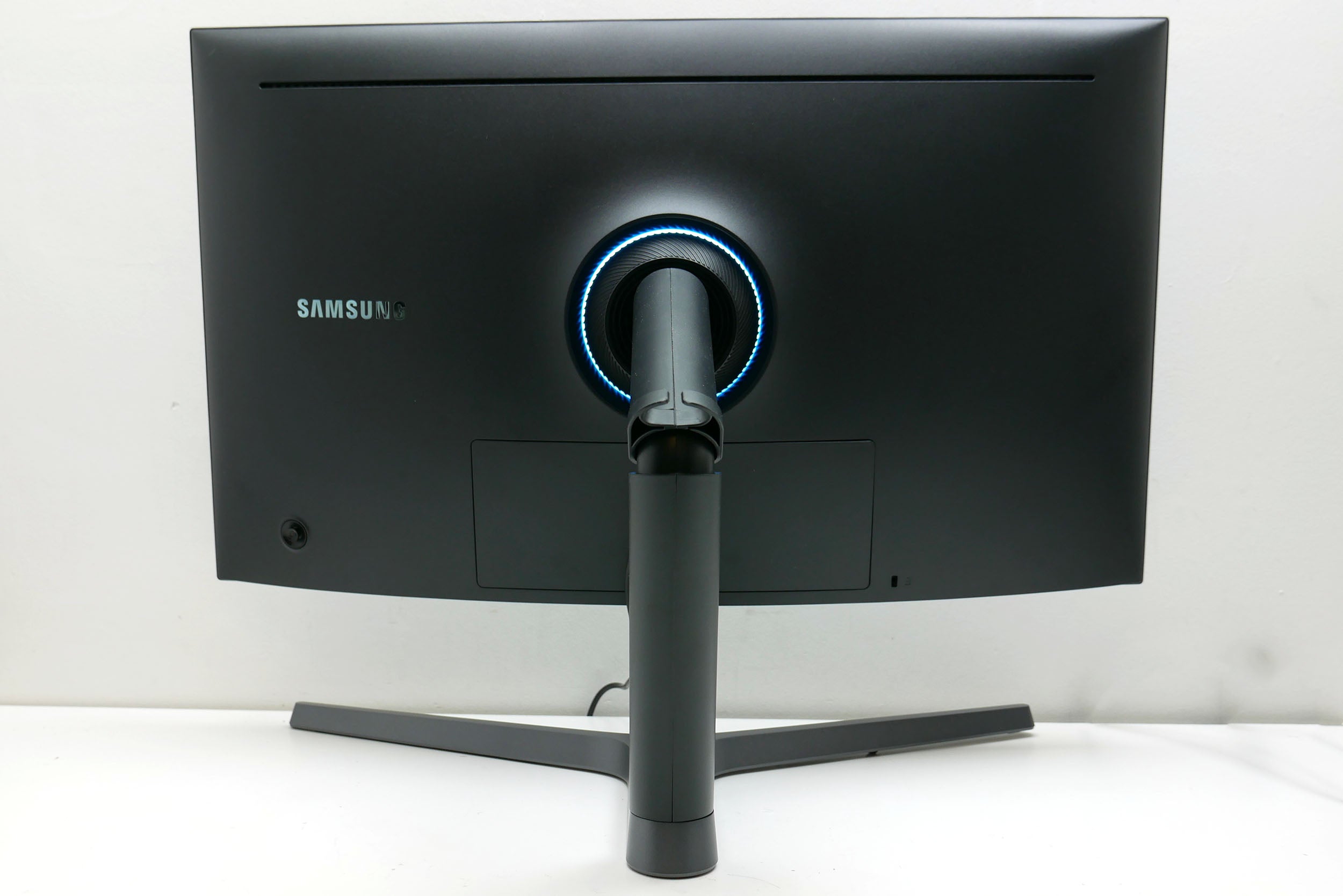 Samsung CHG70 monitor rear view showing stand and backlight.