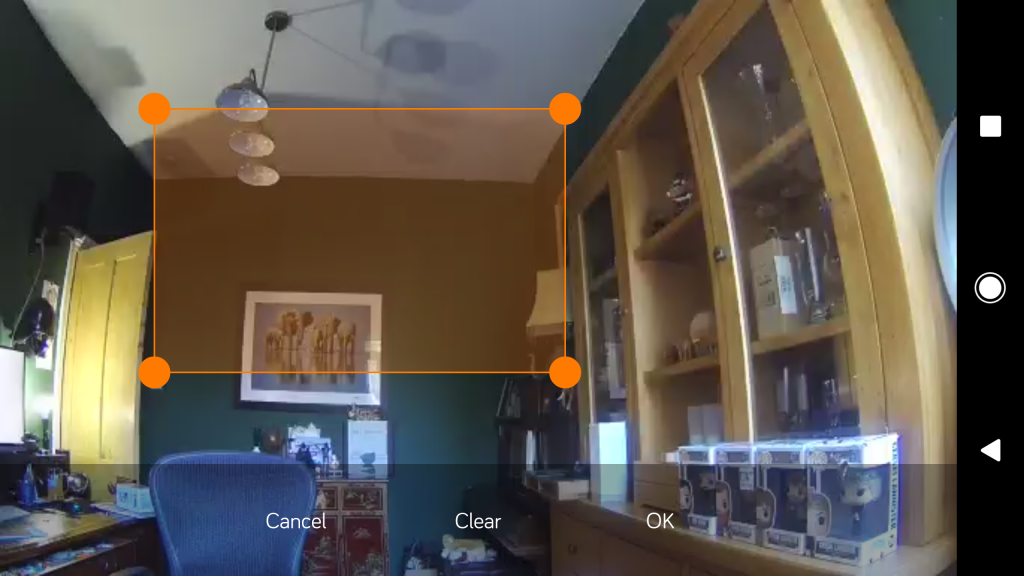 Interior room view from a Hive security camera interface.