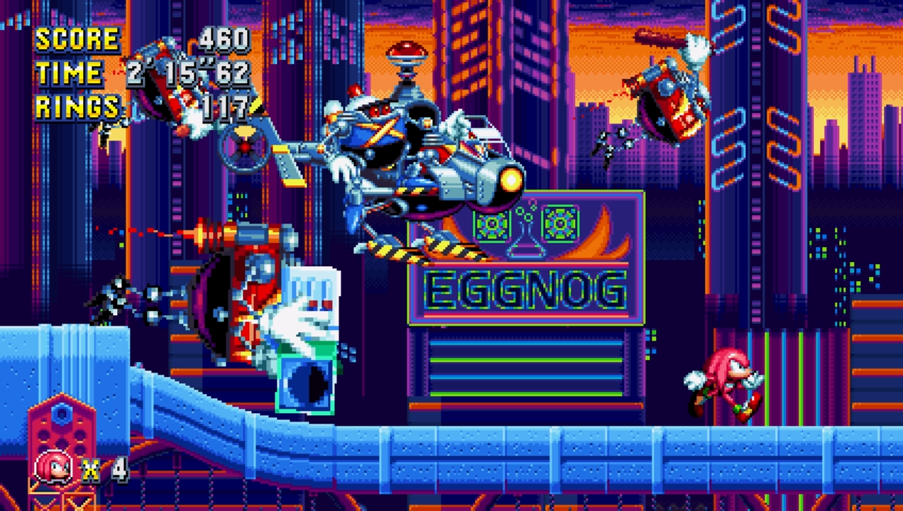 Sonic Mania gameplay screenshot featuring boss battle scene.