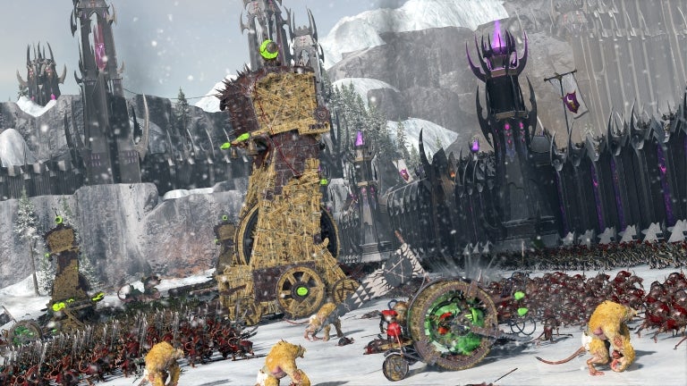 Total War: Warhammer 2 in-game battle scene with siege engine.