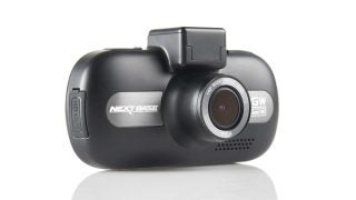 Nextbase 512GW dash cam with wide-angle lens on white background.
