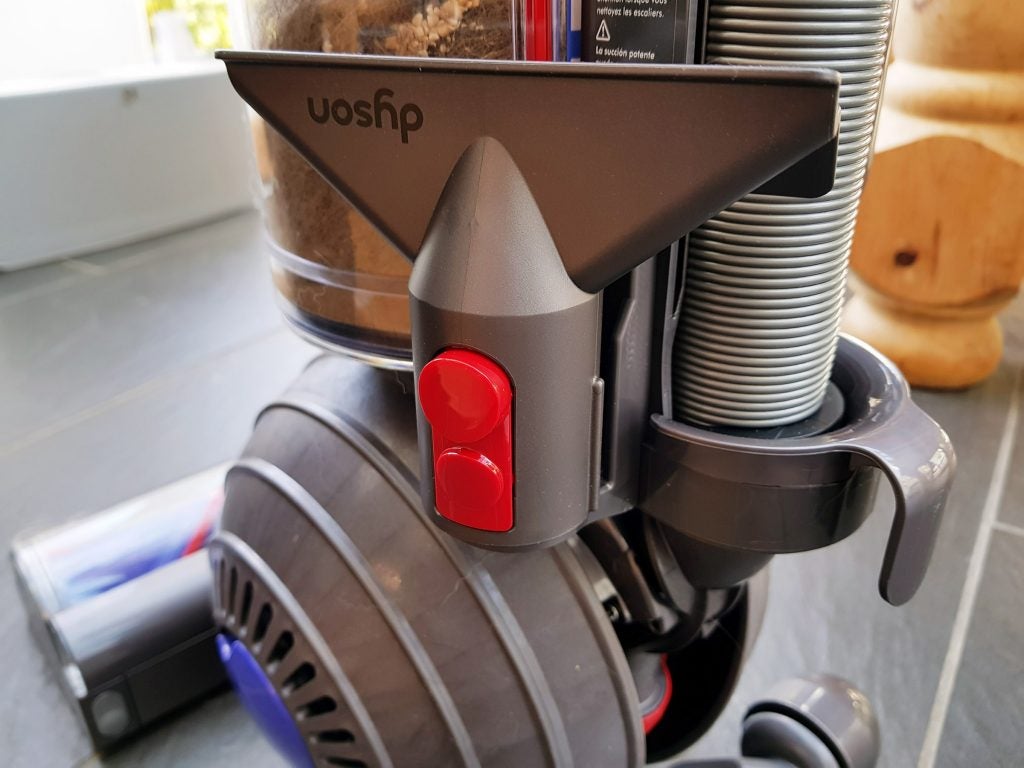 Close-up of a Dyson Light Ball Multi Floor vacuum cleaner.
