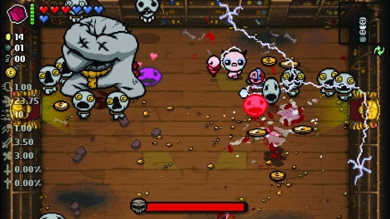 In-game screenshot of The Binding of Isaac: Afterbirth+ boss fight.