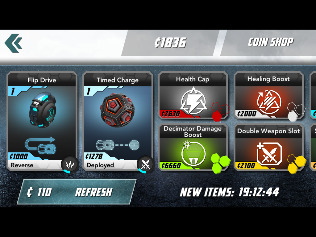 Screenshot of Anki Overdrive game interface with upgrades and prices.