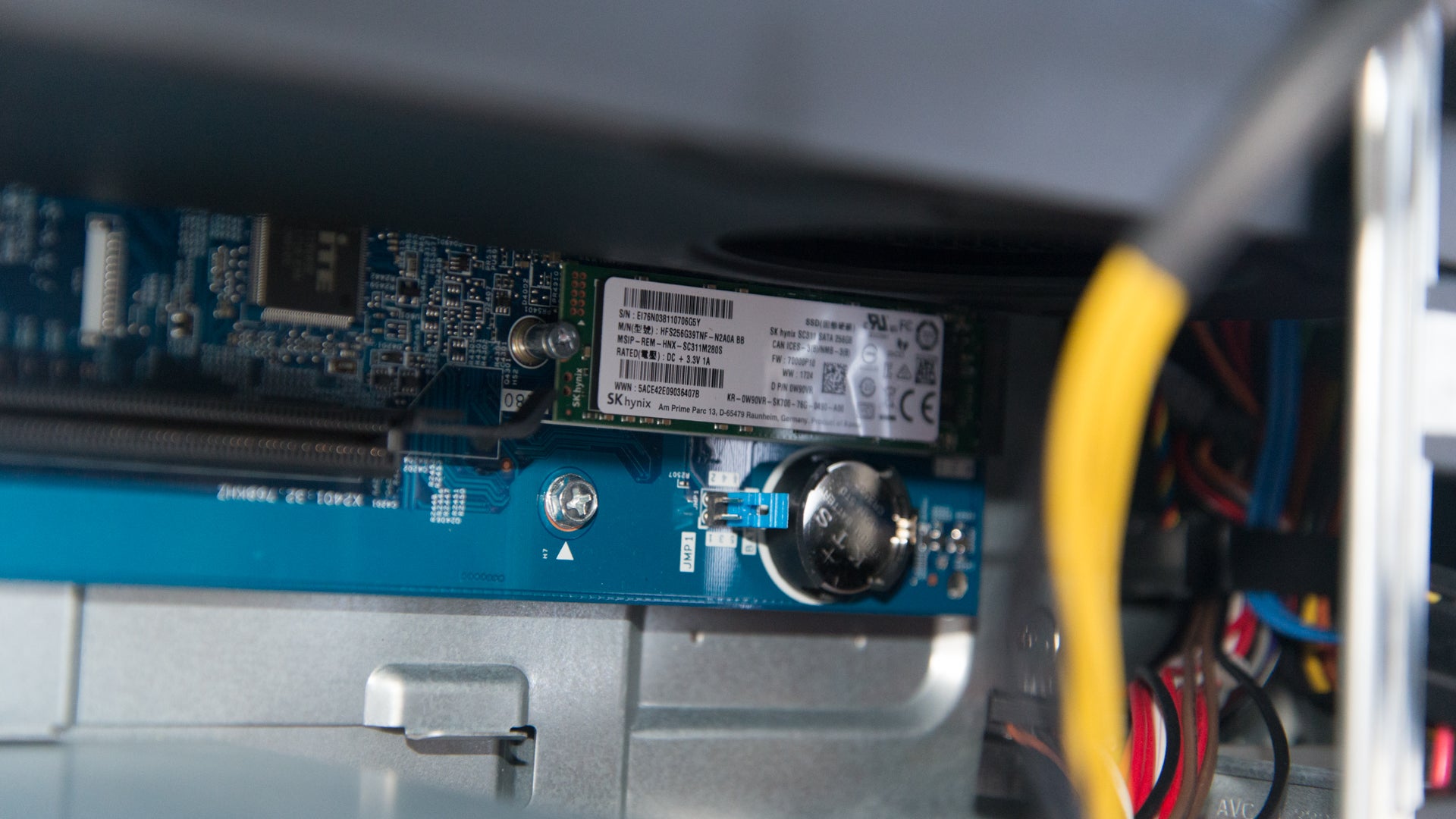 Close-up of Dell Inspiron Gaming Desktop interior hardware.