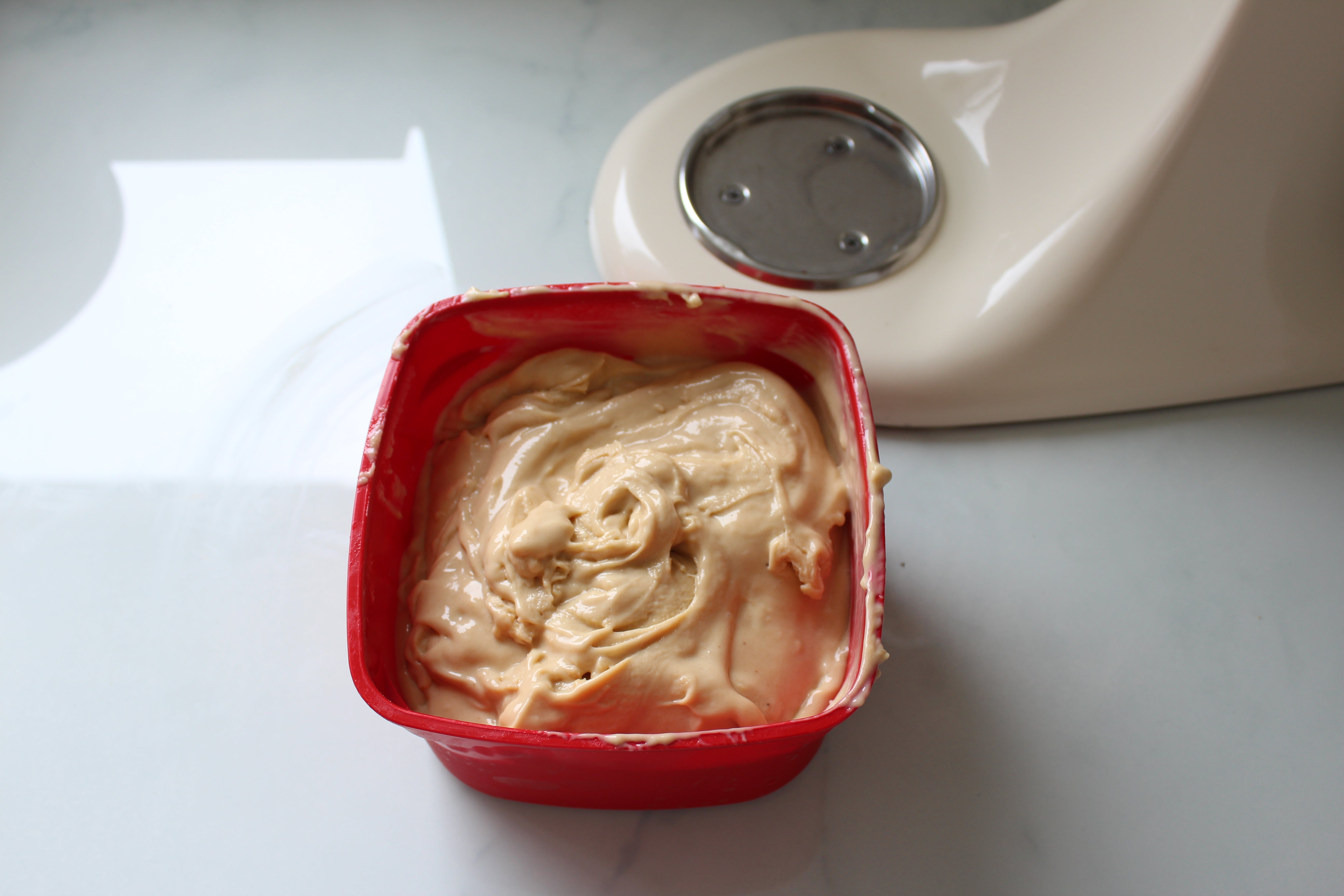 Homemade ice cream with KitchenAid Ice Cream Maker attachment.