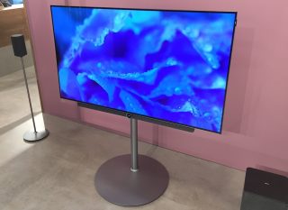 Loewe Bild OLED TV on display with vibrant screen colors.
