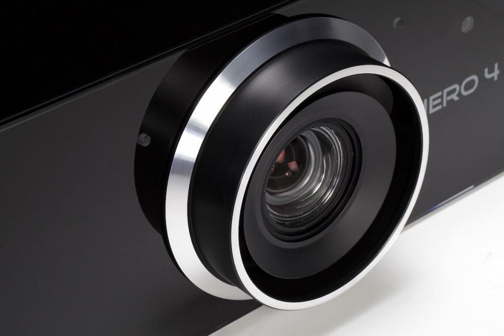 Close-up of Sim2 Nero 4 UHD projector lens